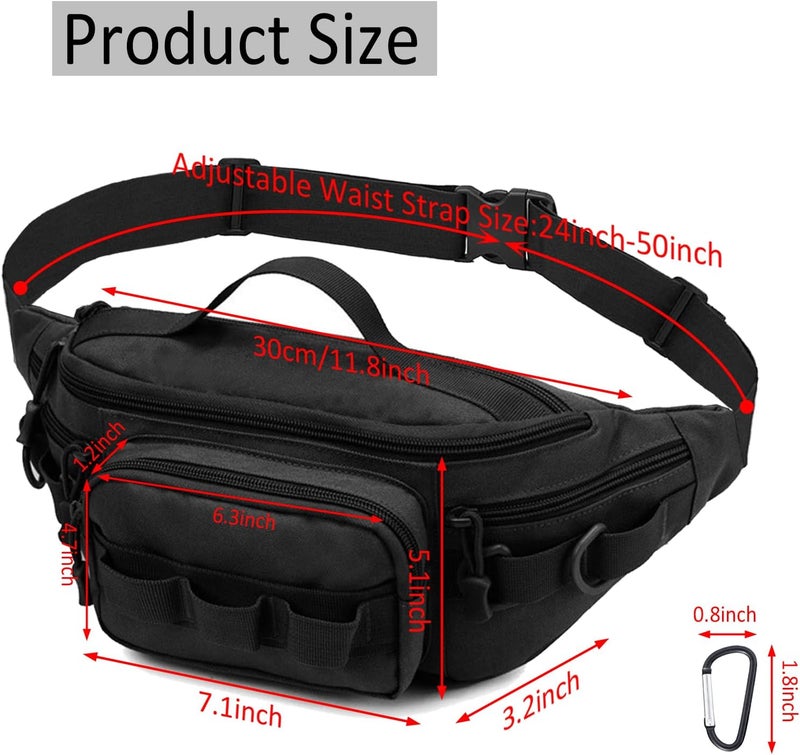 Aocmpxs Tactical Fanny Pack,Small Fishing Tackle Bag Water-Resistant Military Waist Bags Portable Fishing Storage Waist Packs for Outdoor Fly Fishing Hiking Climbing with 2 PCS Mini Carabiners (Tan) - Image 2